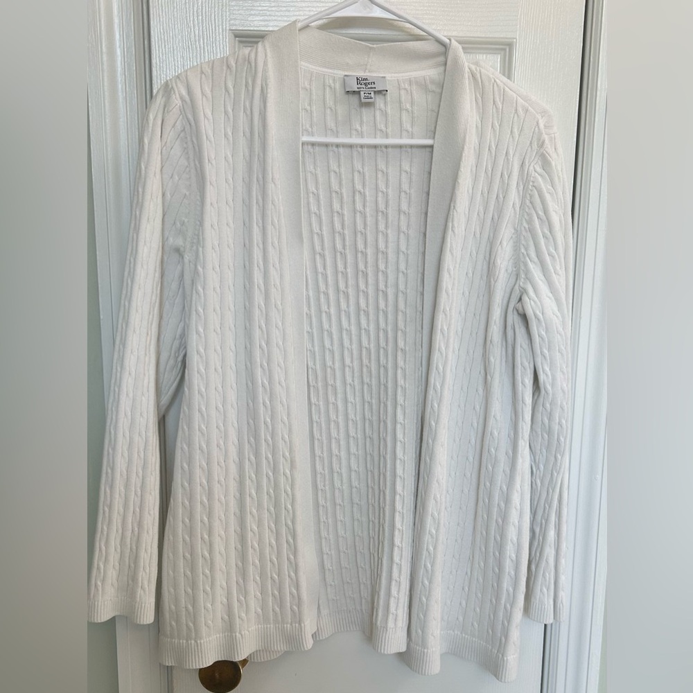 Kim Rogers White Cable Knit Cardigan